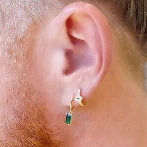 Evil Eye 18k gold plated huggie hoops